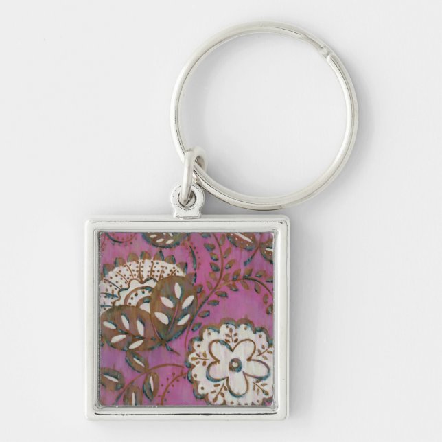 Radiant ornament I Fyrkantig Silverfärgad Nyckelring (Framsidan)