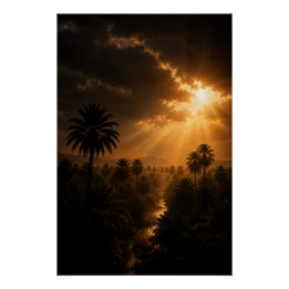 Radiant Palm Grove Chiaroscuro Poster Perfect Poster