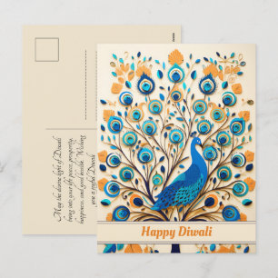 🦚 Radiant Peacock Diwali Blessings Helg Vykort