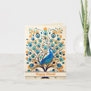 🦚 Radiant Peacock Diwali Blessings Helgkort