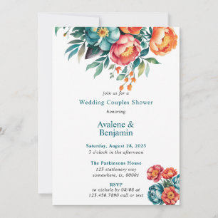 Radiant Peony Bouquet Bröllop Par Shower Inbjudningar