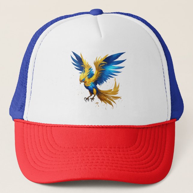 Radiant Phoenix Himlar T-Shirt: Blue & Gult Beauty Keps (Framsida)