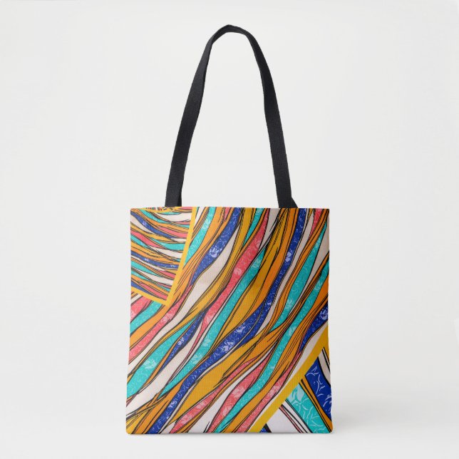 Radiant Rainbow Elegance: Snyggt Patterned Tote Tygkasse (Framsida)
