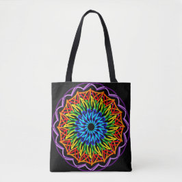 Radiant Rainbow Mandala - Vibrant färg Tygkasse