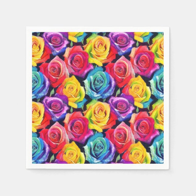 Radiant rainbow roses, floral pattern pappersservett (Framsidan)