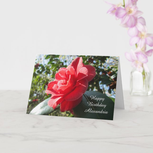 Radiant Red Camellia - Personlig Birthday Kort (Orkide)