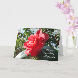 Radiant Red Camellia - Personlig Birthday Kort