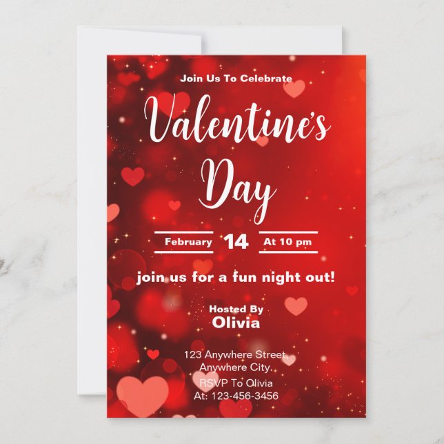Radiant Red Valentine Day Out-inbjudan Inbjudningar (Framsida)