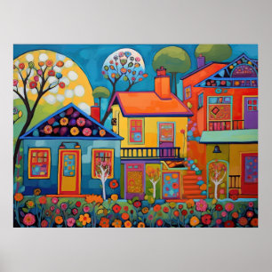 Radiant Residence - A Symphony of Glowing Flora Poster