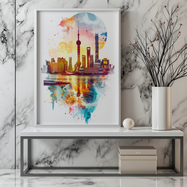 Radiant Rhapsody: Shanghais Pudong Skyline Poster (Skapare uppladdad)