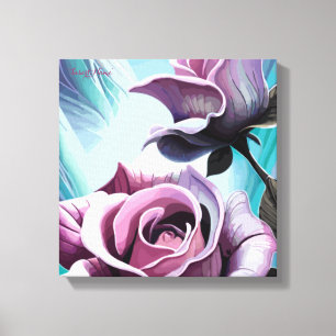 Radiant Ro: Exakt Rosa och Lila Petals Canvastryck