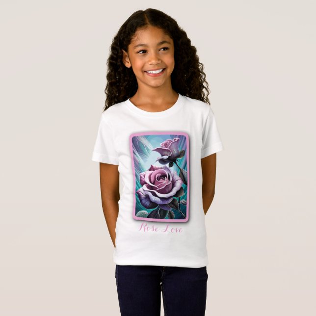 Radiant Ro: Exakt Rosa och Lila Petals T Shirt (Hel framsida)