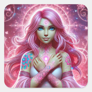 Radiant Rosa Dream Aura Sticker Lakan Fyrkantigt Klistermärke