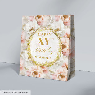 Radiant Rosa Watercolor 50 Birthday Gift Bag