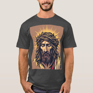 Radiant Savior: Jesus med Krona i Thorns Tee