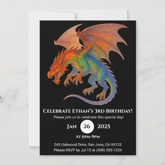 Radiant Scale Dragon Birthday Invitation Inbjudningar (Framsida)