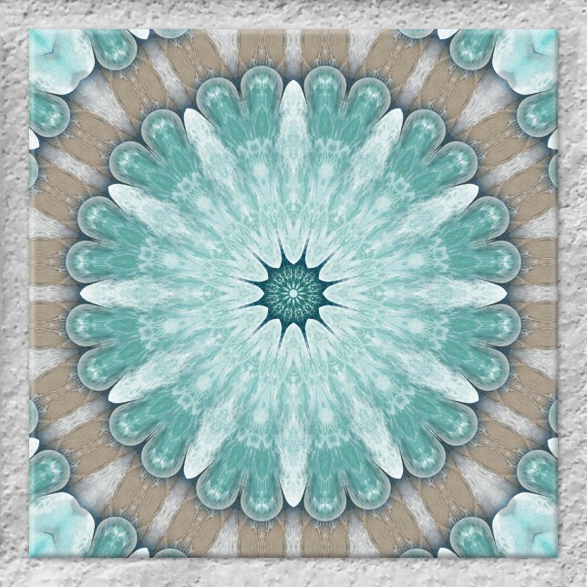 Radiant Sea Star Geometric Ceramic Bathroom Tile Kakelplatta (Tile featuring an original geometric floral sea star design based on images of the beach and ocean)