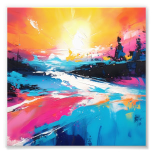 Radiant serenity: Abstrakt Sunset Reflection Fototryck