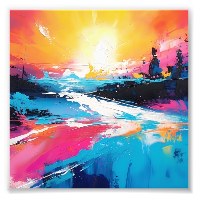 Radiant serenity: Abstrakt Sunset Reflection Fototryck (Framsidan)
