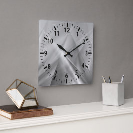 Radiant Silver Modernist Wall Clock Fyrkantig Klocka