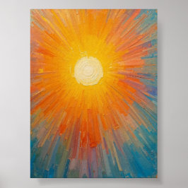 Radiant Sol Blasing över ett Vast Blå himmel Poster