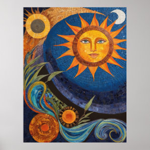 Radiant Sol Mosaic Vibrant Celestial Poster