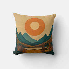 Radiant Sol och Geometric Mountains Abstrakt Lands Kudde
