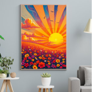Radiant solnedgång över Whimsical Ligcape Poster