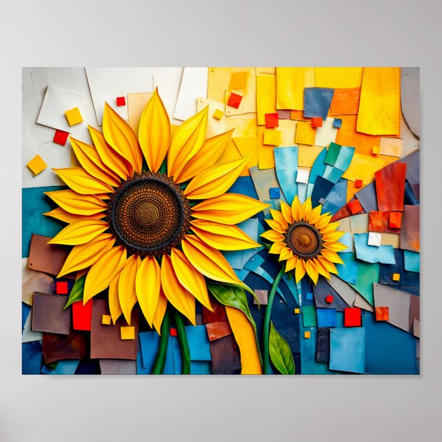 Radiant solros i Modern Abstrakt Stil Poster (Framsidan)