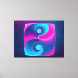 Radiant Spiritualitet: Neon Yin Yang Rosa & Blue Canvastryck