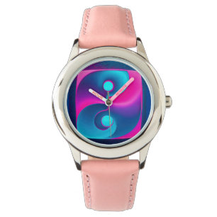 Radiant Spiritualitet: Vibrant Yin Yang Rosa & Blu Armbandsur