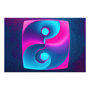 Radiant Spiritualitet: Vibrant Yin Yang Rosa & Blu Fototryck