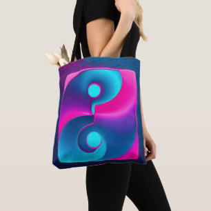 Radiant Spiritualitet: Vibrant Yin Yang Rosa & Blu Tygkasse