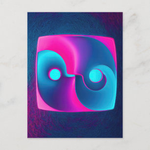 Radiant Spiritualitet: Vibrant Yin Yang Rosa & Blu Vykort