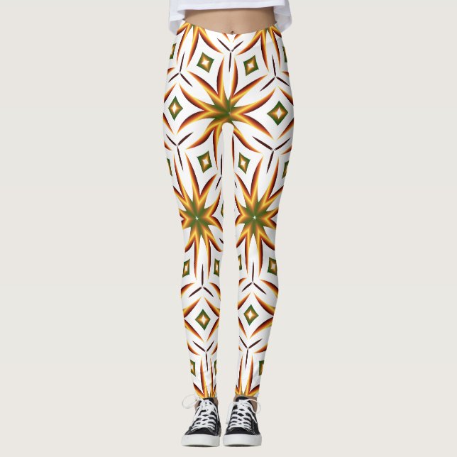 Radiant Starburst Seamless Mönster Leggings (Framsida)