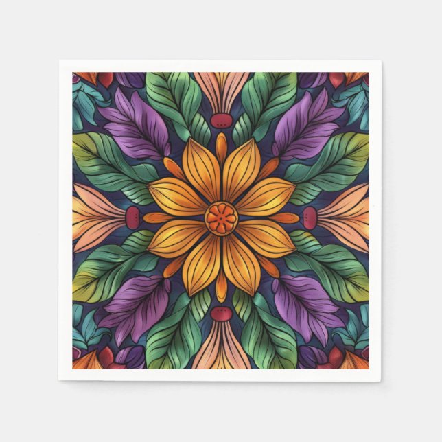 Radiant Starburst: Unik Gult och Lila Fantasy Pappersservett (Framsidan)