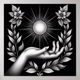 Radiant Sun with Botanical Touch and Feminine Poster