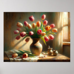 Radiant Tulips Arrange i Vas Poster