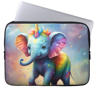 Radiant Wonders: The Rainbow Baby Unicorn Elephant Laptop Fodral