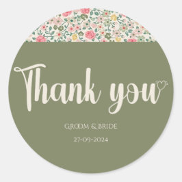 Radianta blodkroppar: Röd och Gult Blommigt Bröllo Runt Klistermärke