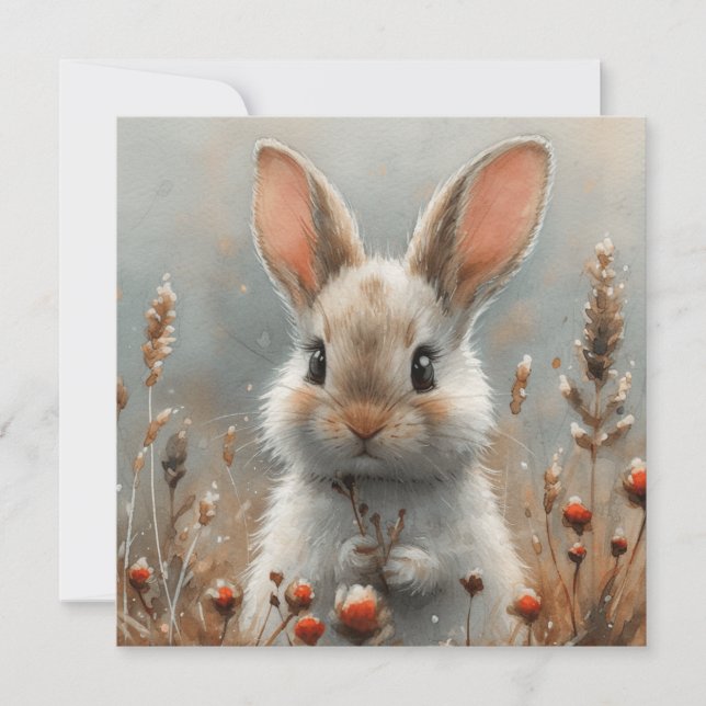 Radianta Bunnies: Förtjusande tankar 🐰 Digital Julkort (Framsida)