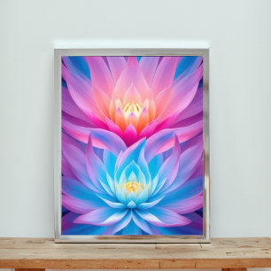 Radianta reflektioner: en dokt av färgfulla Lotus Fototryck