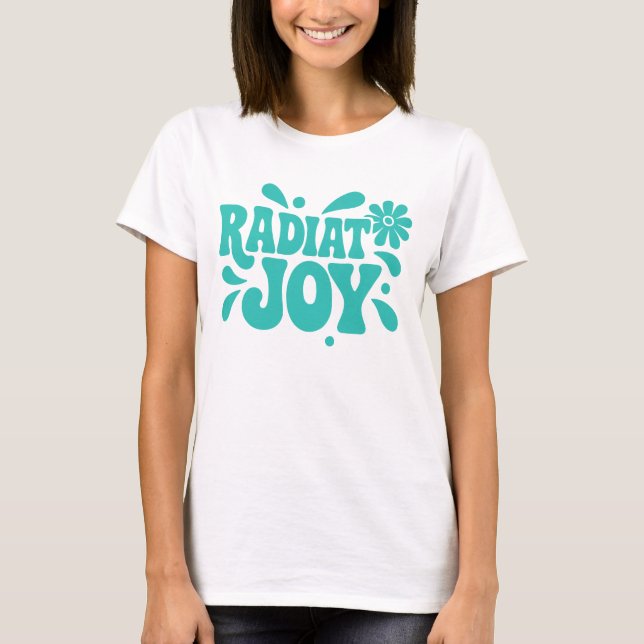 Radiate Joy Retro Groovy Lettering T Shirt (Framsida)