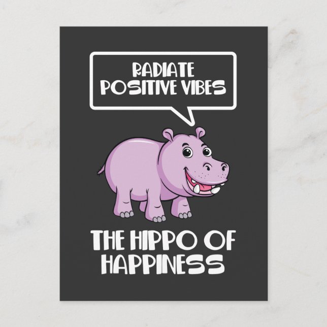 Radiate Positive Vibes Hippo of Happity Vykort (Framsida)