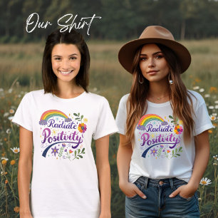 Radiate Positivity T-Shirt, Rainbow Graphic Tee, T Shirt