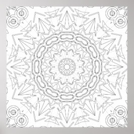 Radiating Arrow Star Mandala Coloring Page Art Poster