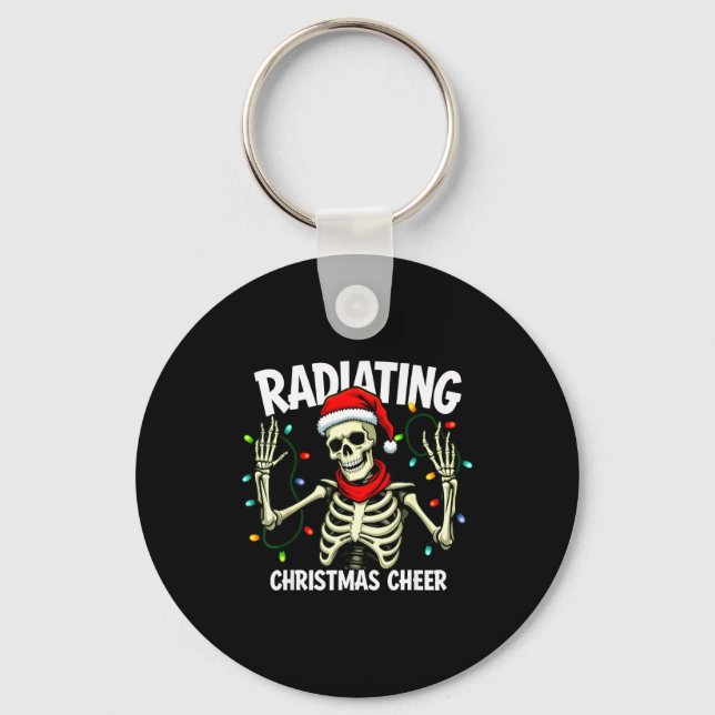 Radiating Christmas Cheer Skeleton Christmas Light Nyckelring (Framsida)