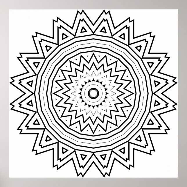 Radiating Starburst Mandala with Tribal Geometry Poster (Framsidan)