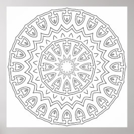 Radiating Tribal Petal Mandala with Star Core Poster