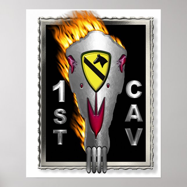 Radical Flaming Horse Skull 1st Cavalry Division Poster (Framsidan)